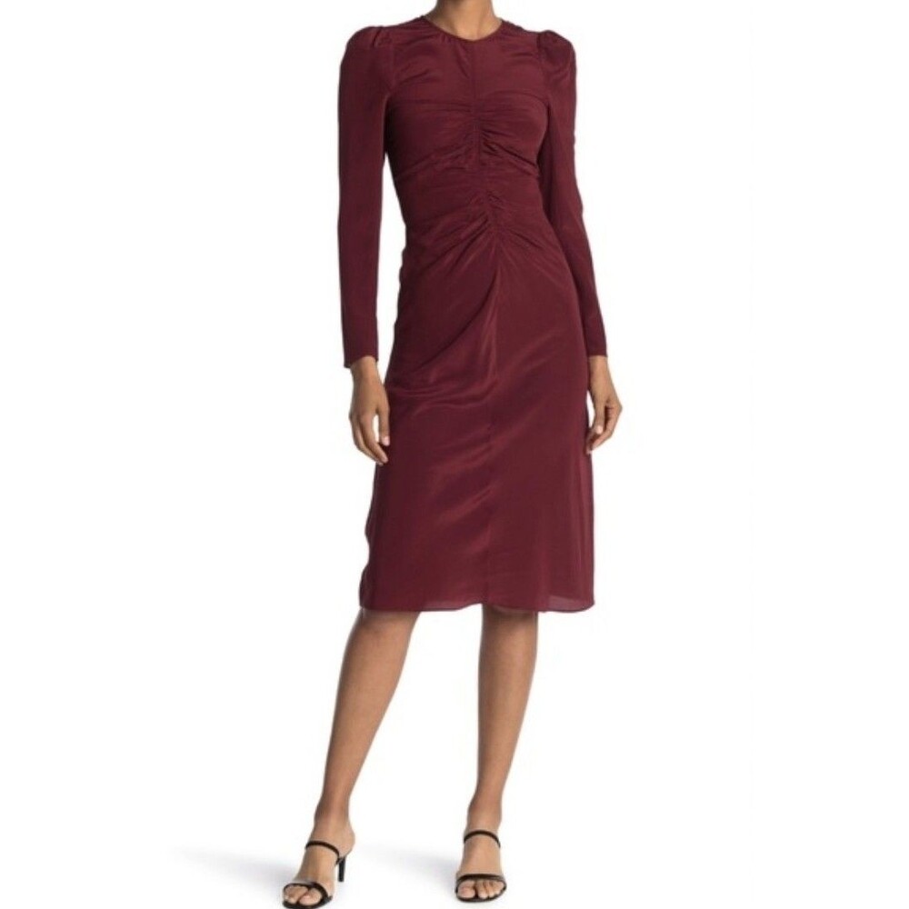 Thakoon Silk Rouged Midi Shirt Dress Black 12* Minimalist Quiet Luxury After 7